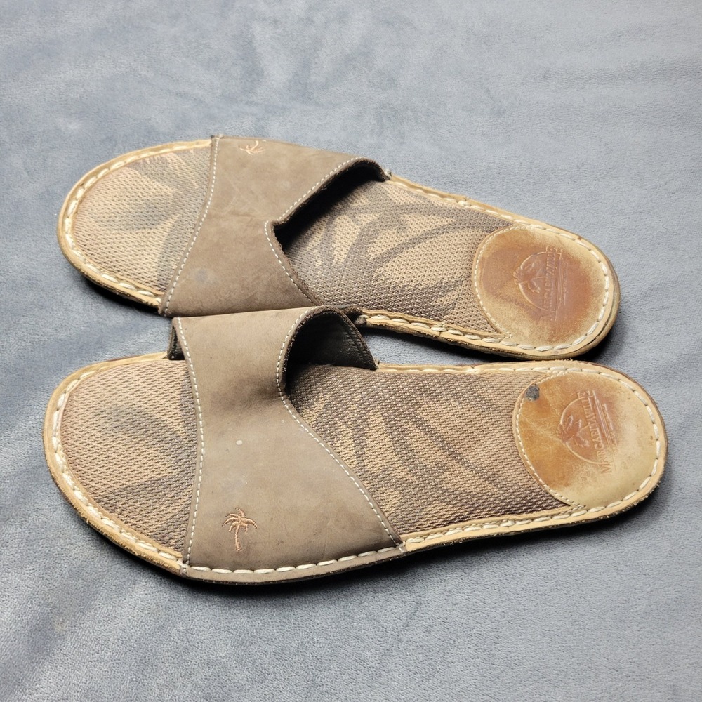 Margaritaville Womens Size 9 Sandals Brown Leather Comfort Slide Soles Boho Shoe